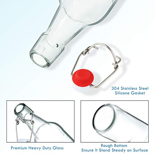 Clear Glass Beer Bottles with Swing Cap 16 oz Case of 6 B938