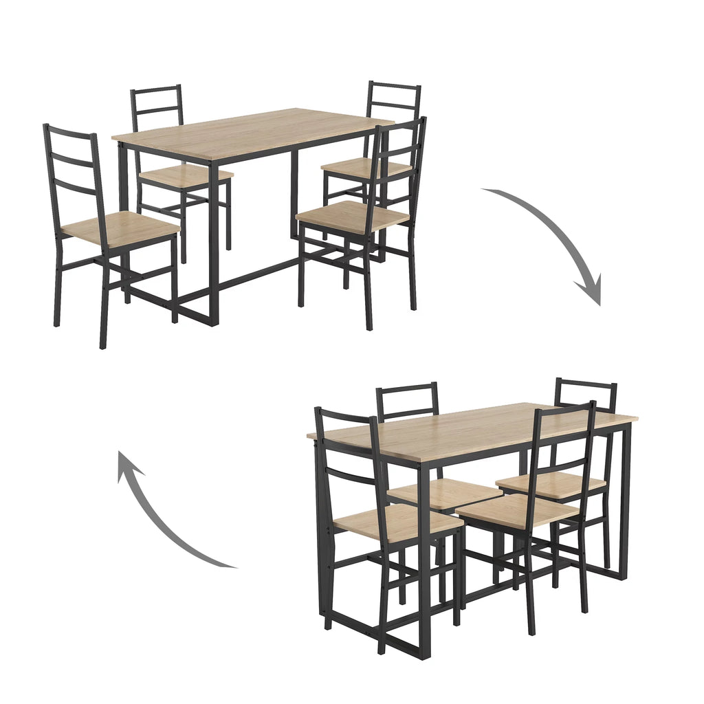 5 Piece Wooden Dining Table Set with 4 Chairs D614
