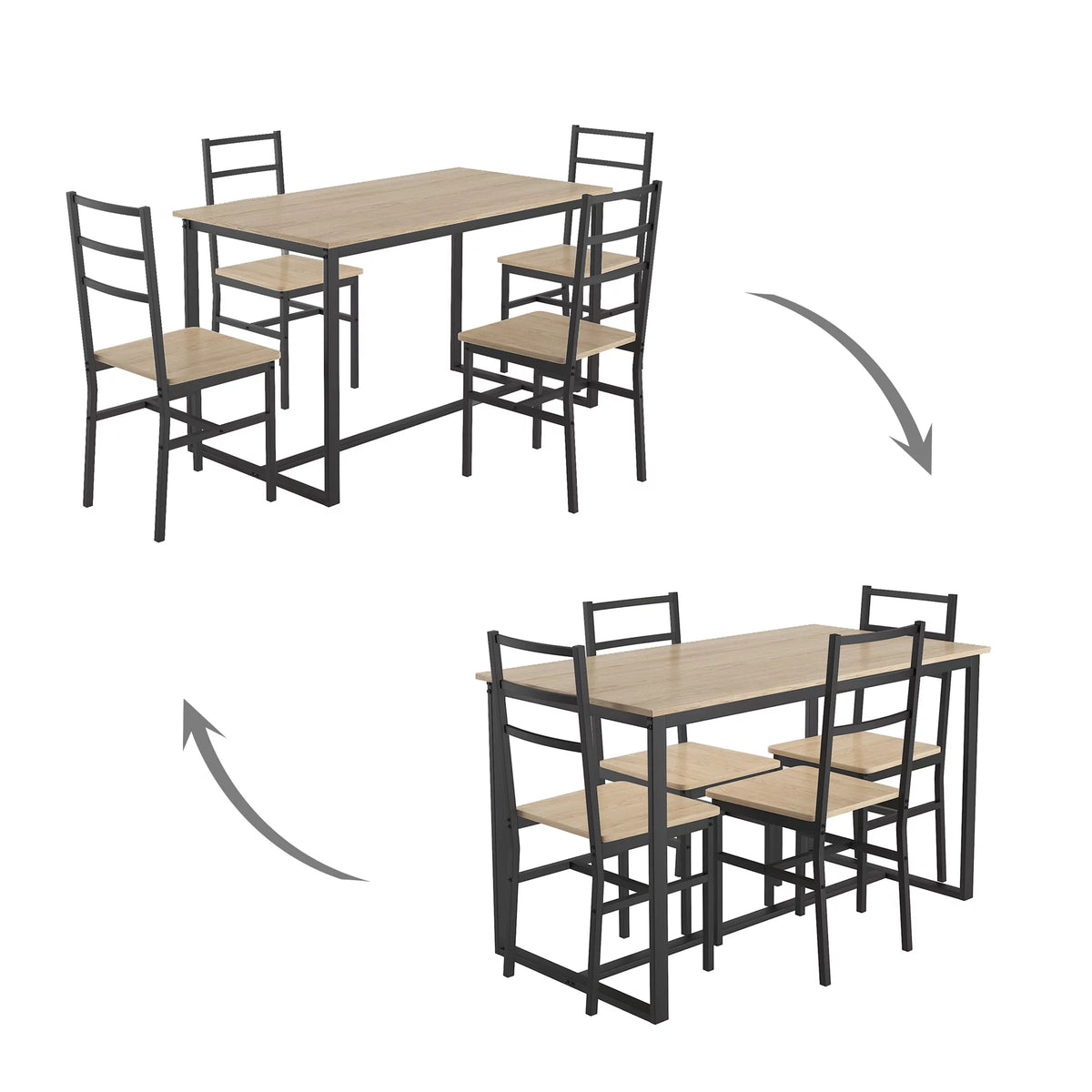 5 Piece Wooden Dining Table Set with 4 Chairs D614