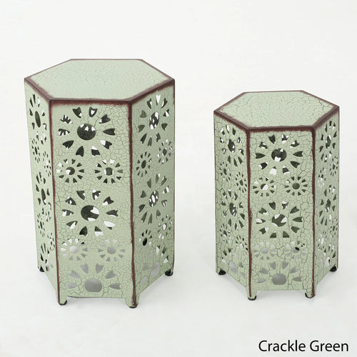 12 Inch and 14 Inch Iron Side Table Set S40868