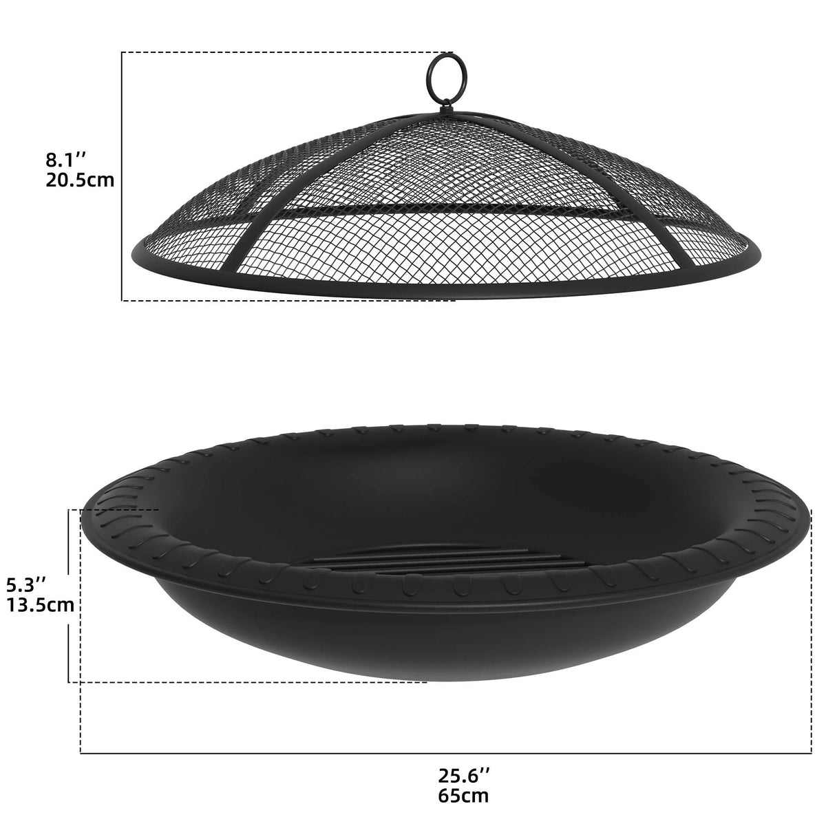 25" Wood-Burning Fire Pit Bowl with Spark Screen and Poker Y60844