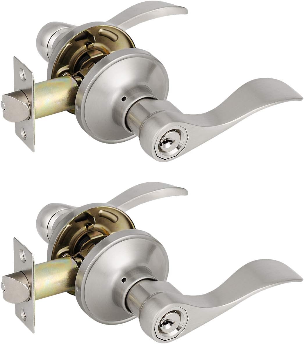 6 Pack Non-Locking Satin Nickel Door Lever Set C6018