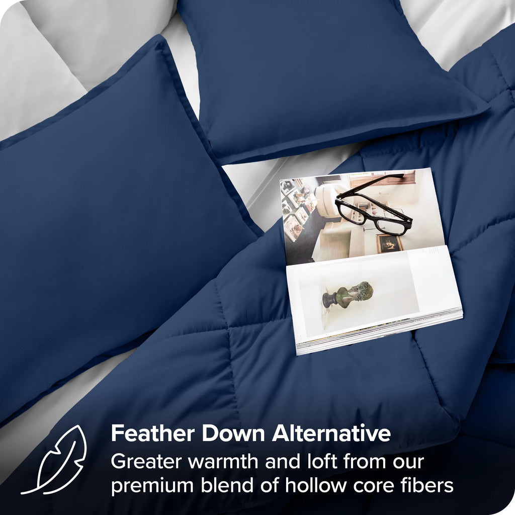 Queen Dark Blue Down Alternative Comforter Set T678