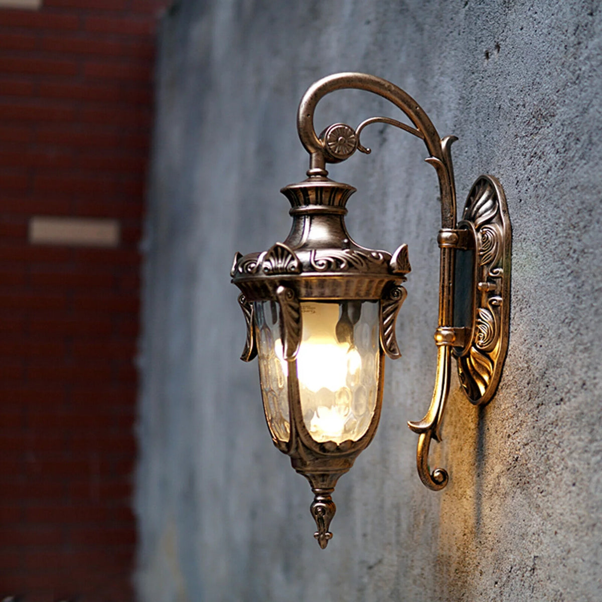 Antique Wall Light Lantern Sconce Glass Lampshade U70431