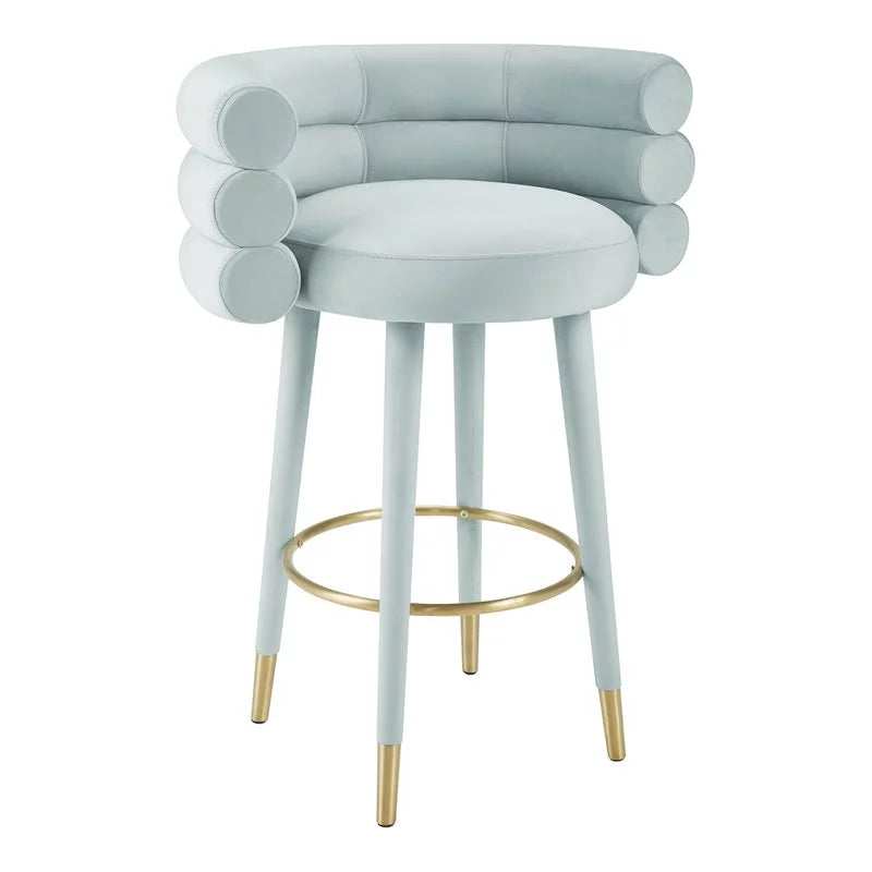 Velvet Bar Stool in Sea Foam Green & Gold Set of 3 V665565