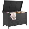 230 Gal Black All-Weather Wicker Outdoor Storage Box P43603