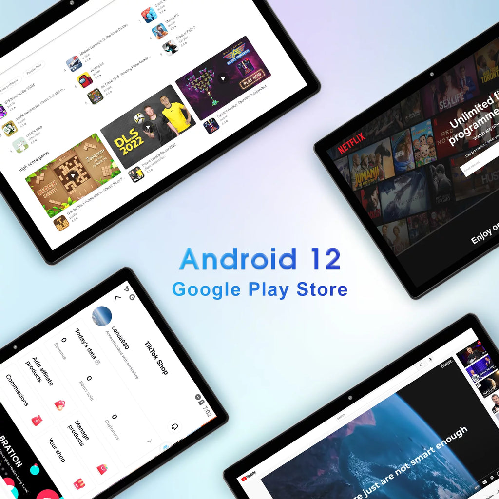10 inch Android 12.0 Tablet 3GB RAM 64GB Storage Quad-Core 6000mAh W71032