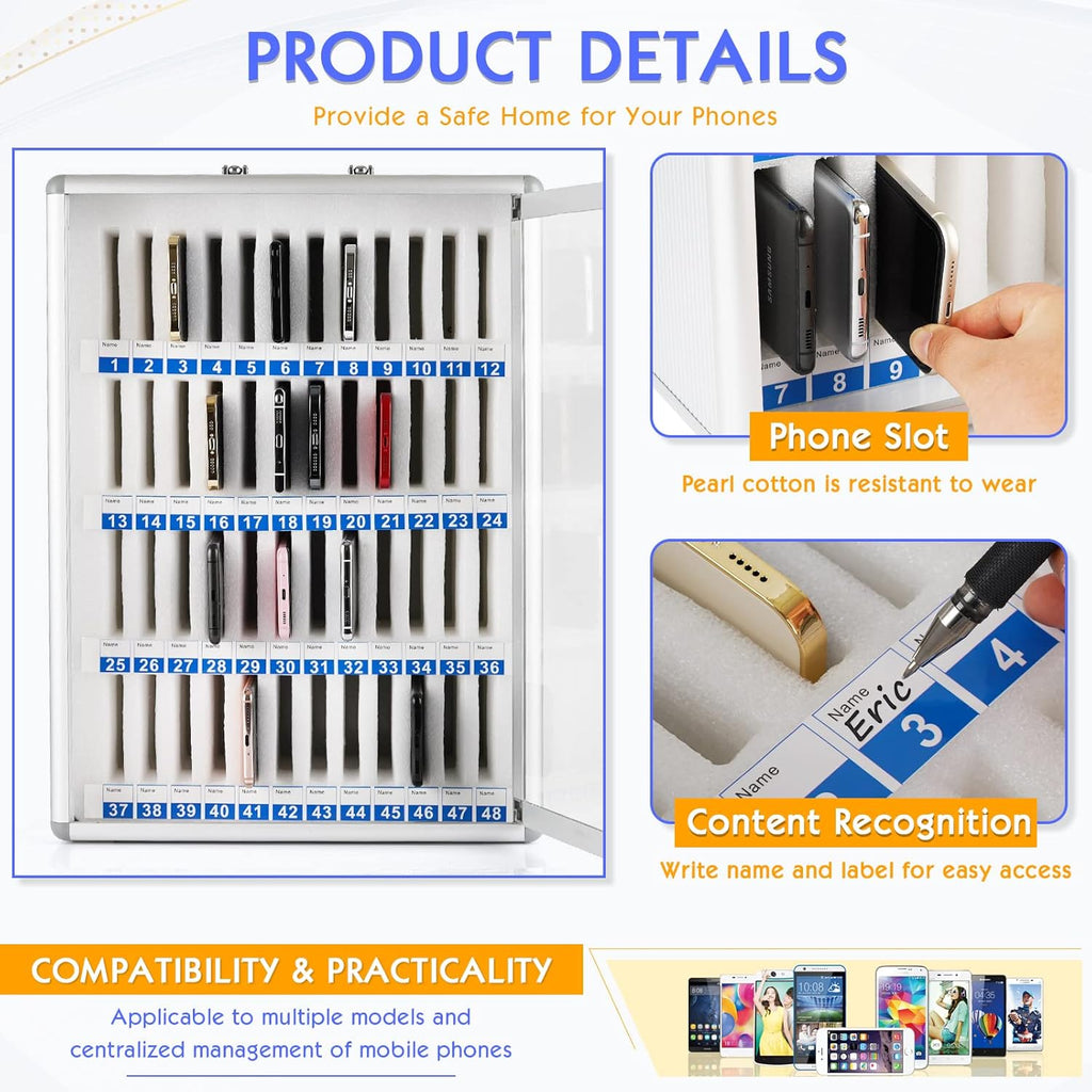 36 Slots Aluminum Alloy Pocket Chart Storage Cabinet Q73583