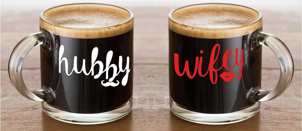 13 Oz Glass Coffee Mug Couples Sets O42796