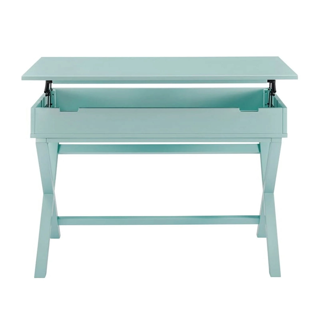 Turquoise Blue Wood Lift Top Desk U502