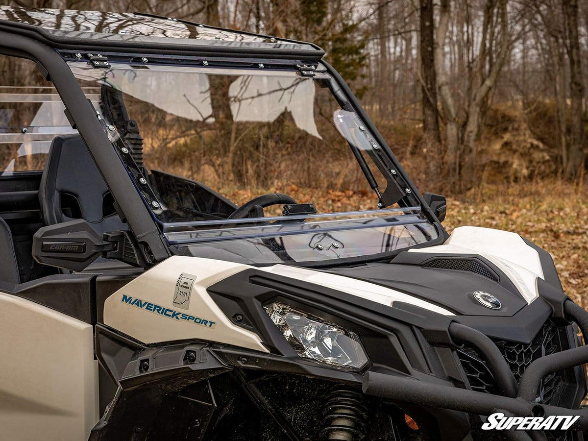 Flip Windshield for Can-Am Maverick Trail 800/1000, 1/4" Clear Scratch Resistant Polycarbonate E19724