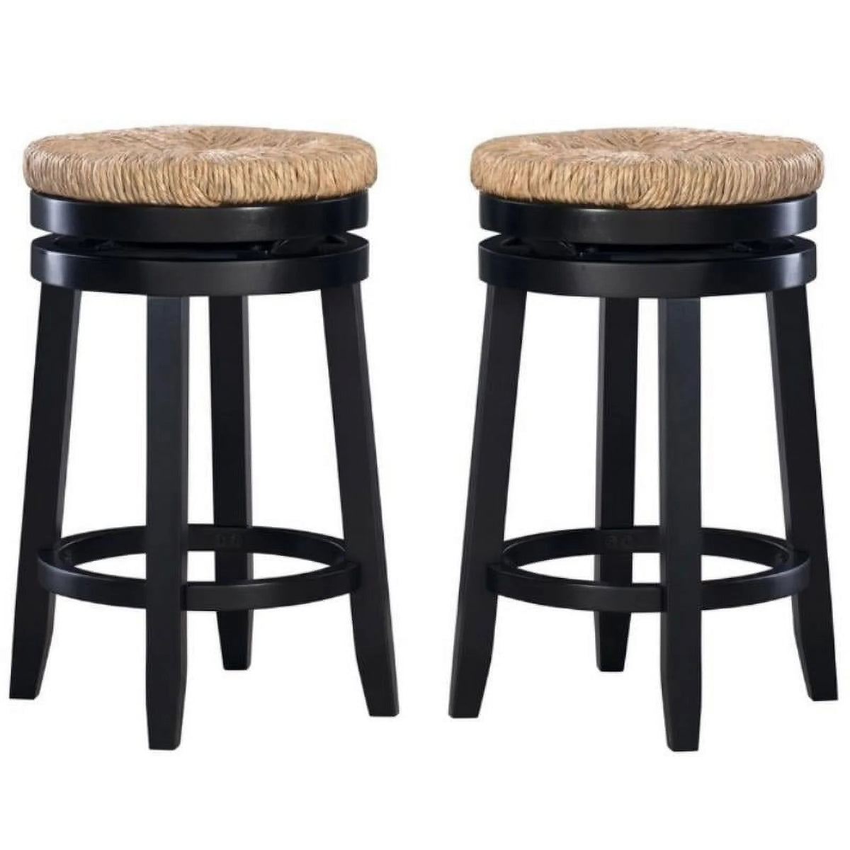 Black Wood Swivel Counter Stool Set of 2 Q78677