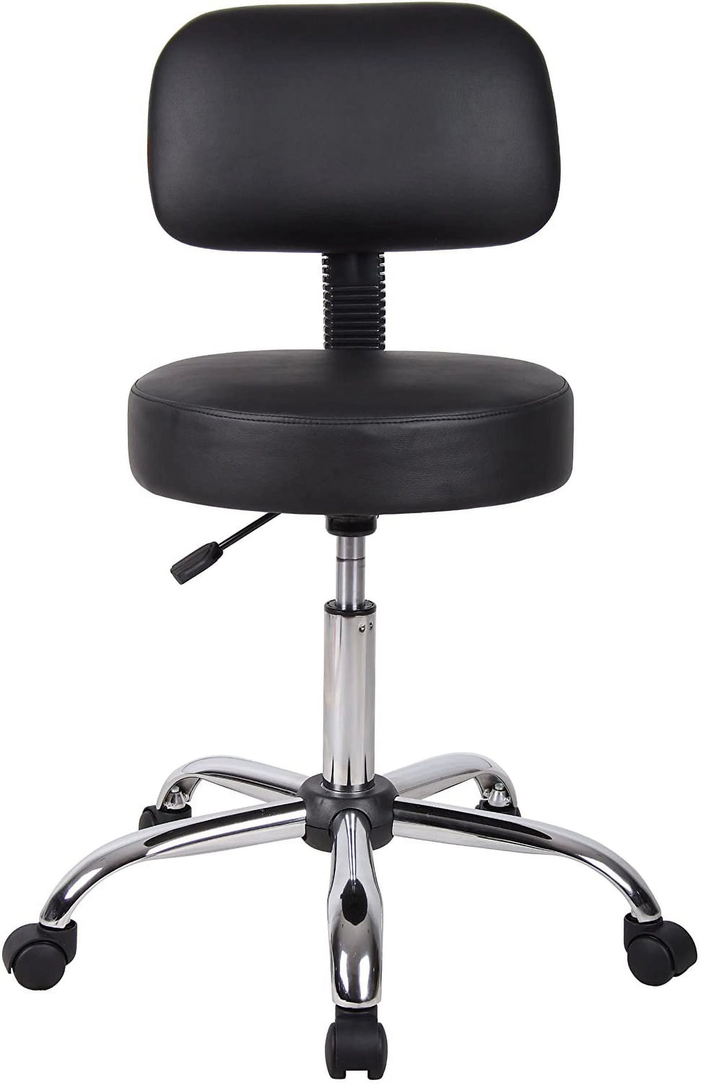 Black Vinyl Stool with Back Cushion G168211