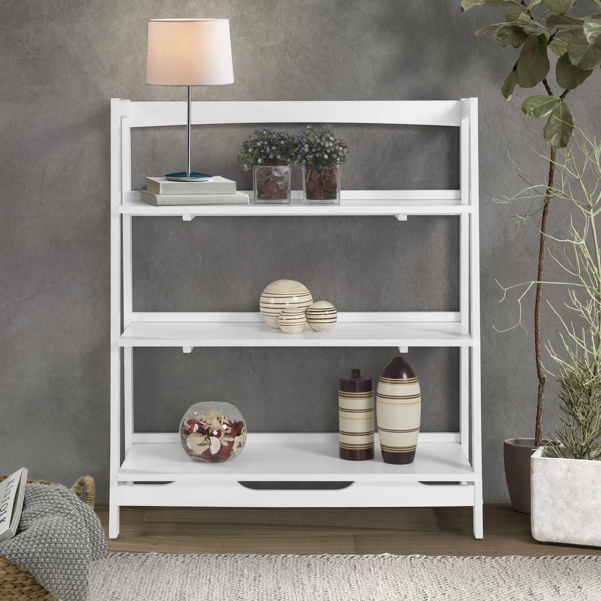 Mid Century White Shelving Unit B86511