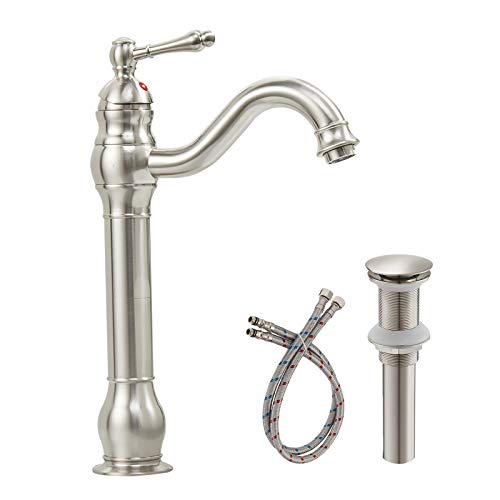 Antique Brass Vessel Sink Faucet Single Hole with Pop Up Drain L781908