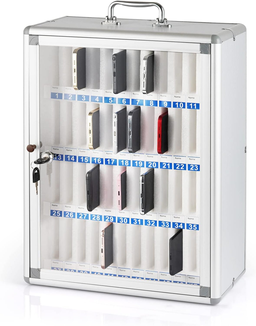 36 Slots Aluminum Alloy Pocket Chart Storage Cabinet Q73583