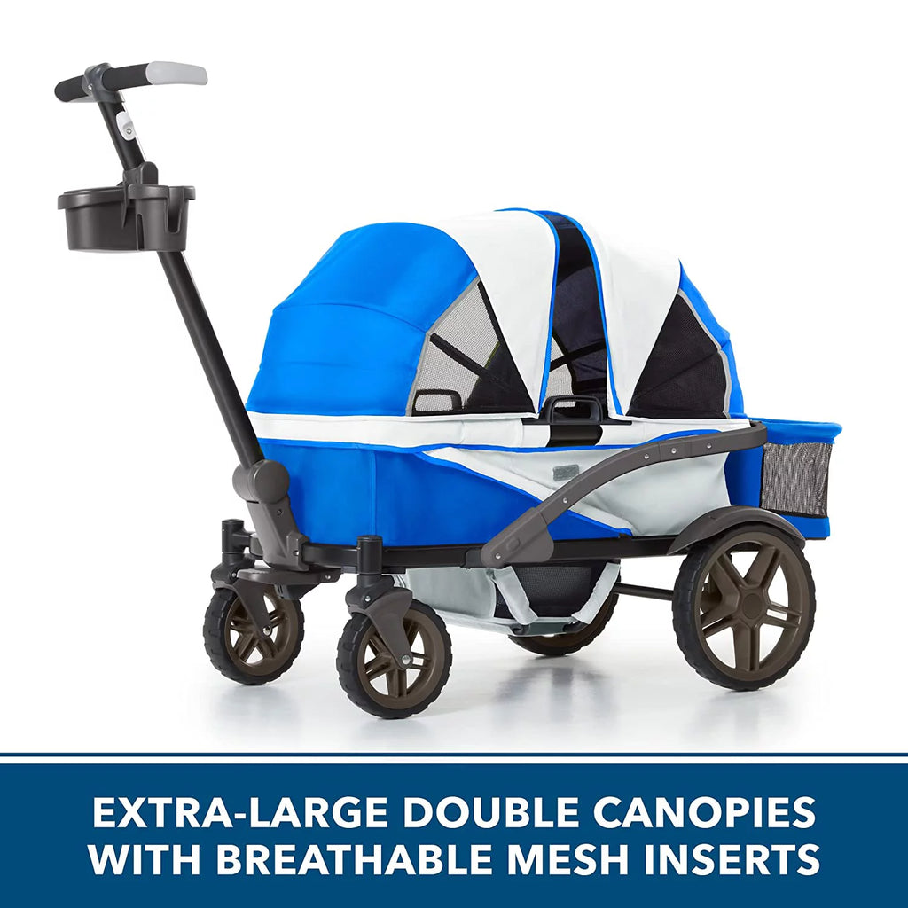 4-Seater Wagon Stroller with Rugged Wheels and Removable Canopy S358