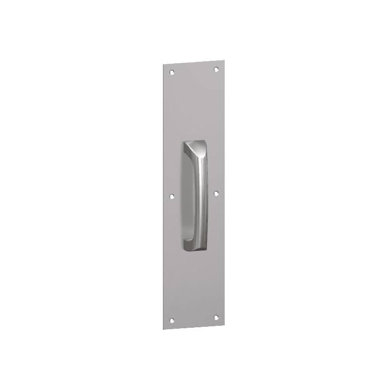 Square Corner Pull Plate with Cast Pull on Satin Stainless W36639