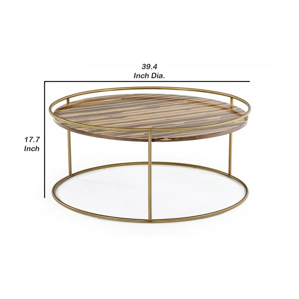 Round Faux Marble Top Coffee Table with Steel Frame V947