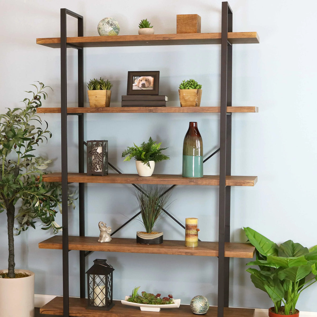 5 Shelf Wood Veneer Bookshelf E698