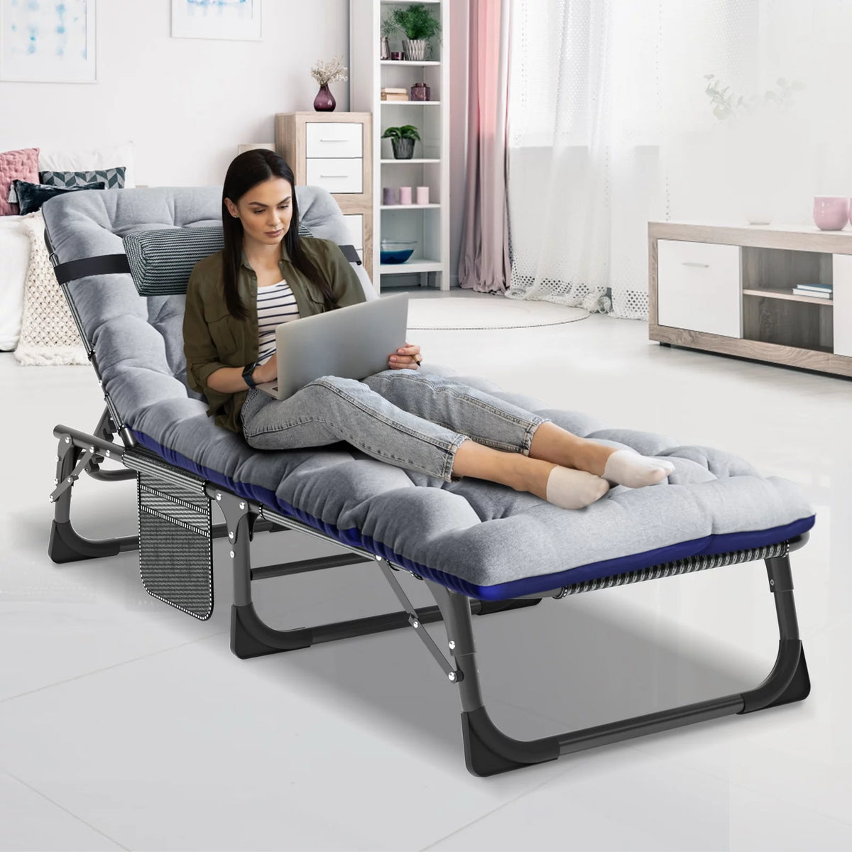 Camping Cot with Mattress and Pillow A262