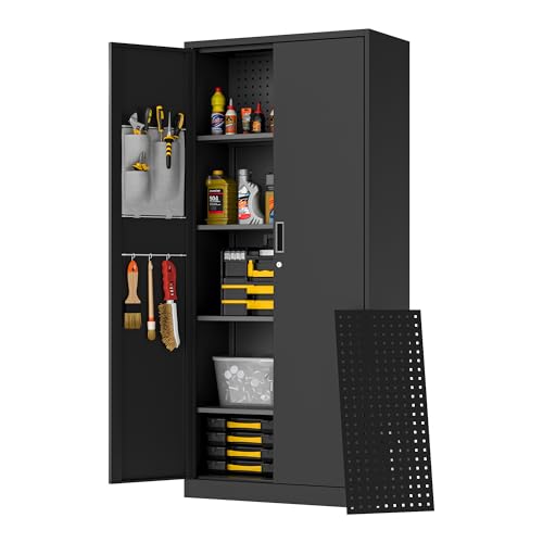 Lockable Metal Garage Storage Cabinet with Wheels F445