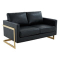 Black & Gold Upholstered Leather Loveseat G6359