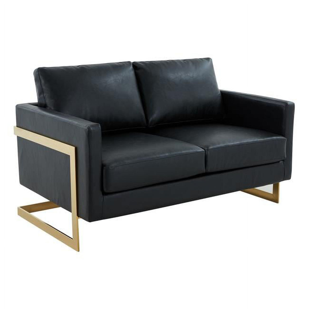 Black & Gold Upholstered Leather Loveseat G6359