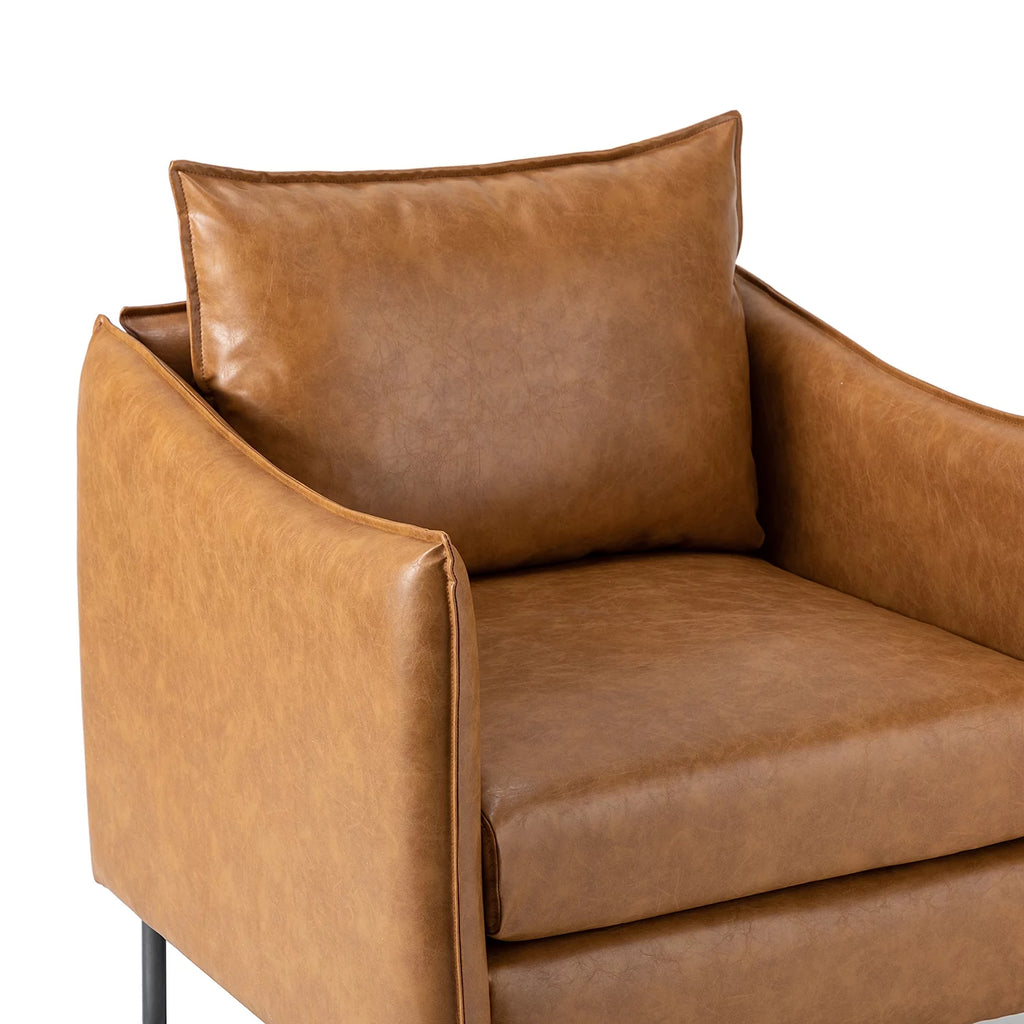 Vegan Leather Upholstered Accent Chair with Metal Legs V93837