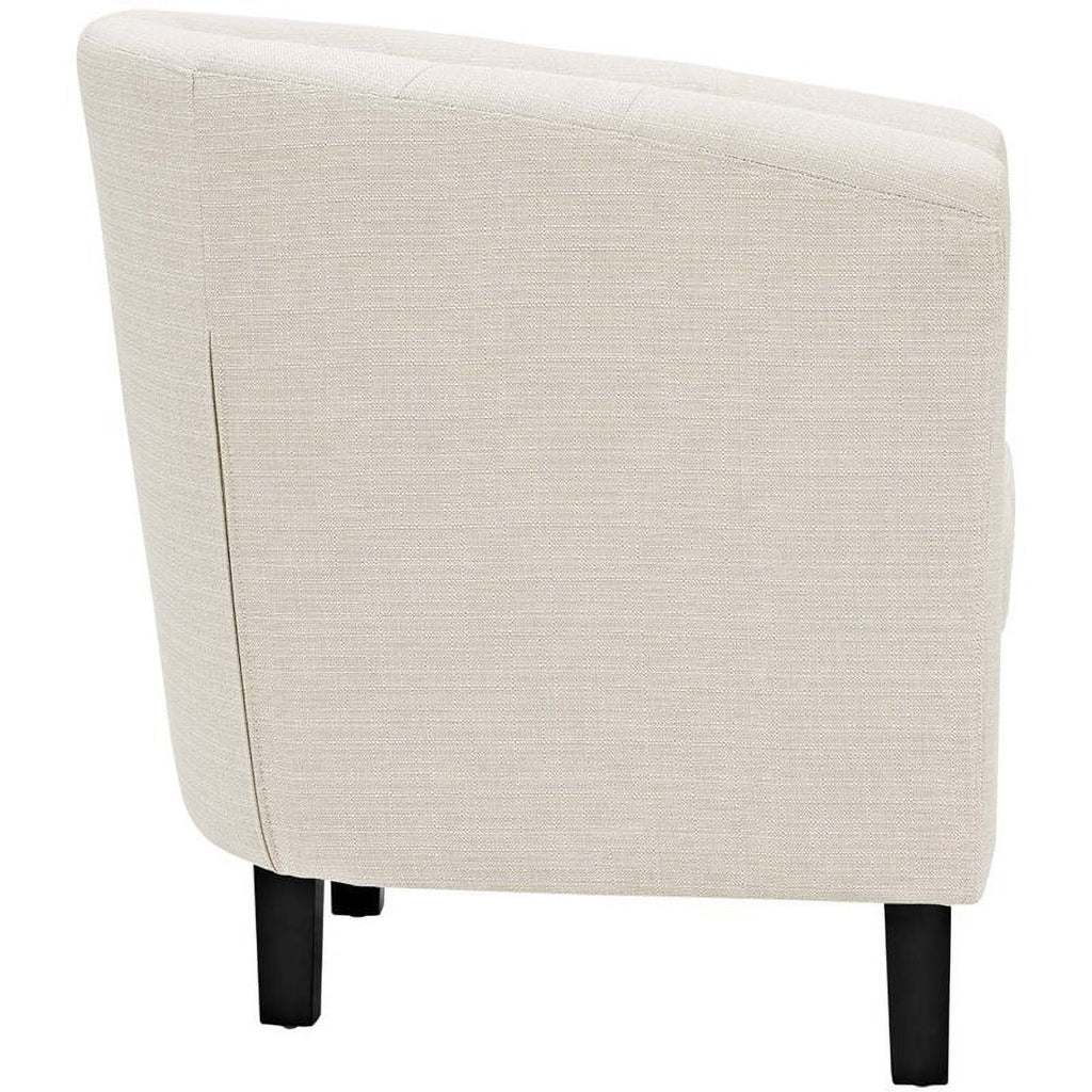 Beige 2 Piece Tufted Polyester Fabric Arm Chair Set V1587