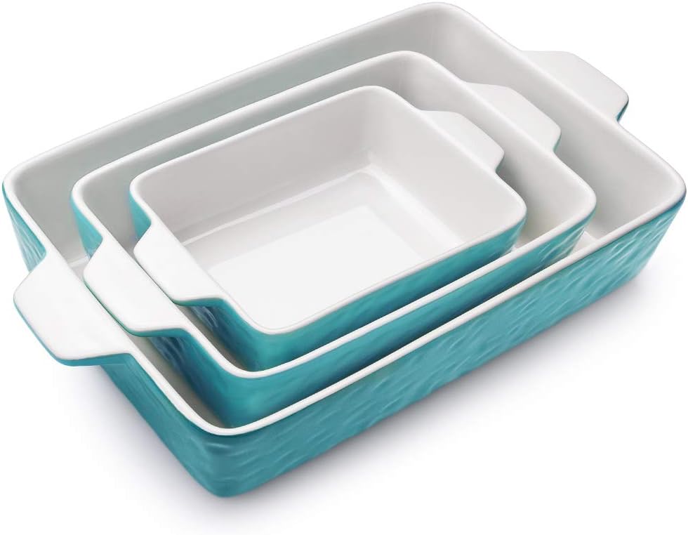 3 PCS Rectangular Ceramic Glaze Baking Dish Set S379783