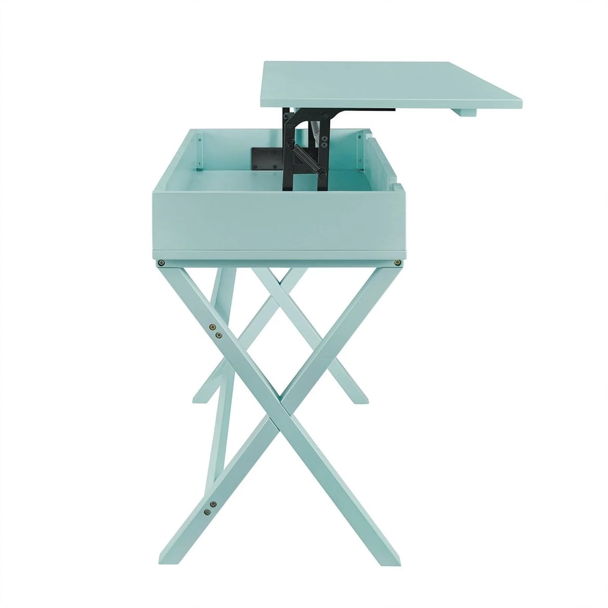 Turquoise Blue Wood Lift Top Desk U502