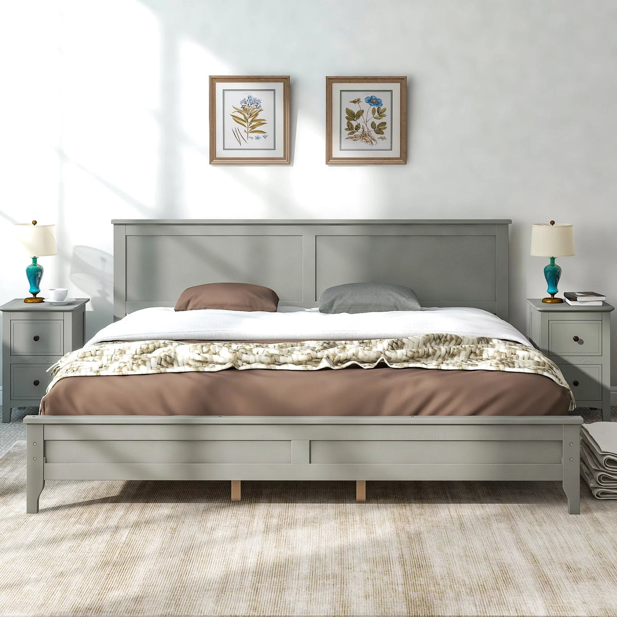 Solid Wood King Platform Bed C7738