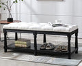 Beige Fabric Upholstered Bench with Ring Pull Q7447