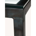 Clear Tempered Glass Console Table with Ocean Blue Base T785