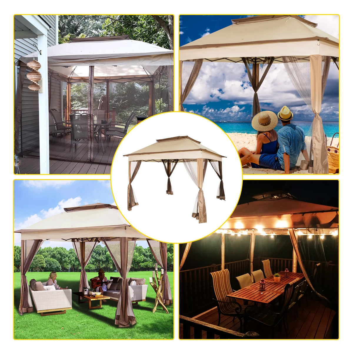 10x10ft Outdoor Canopy Gazebo with Netting I288