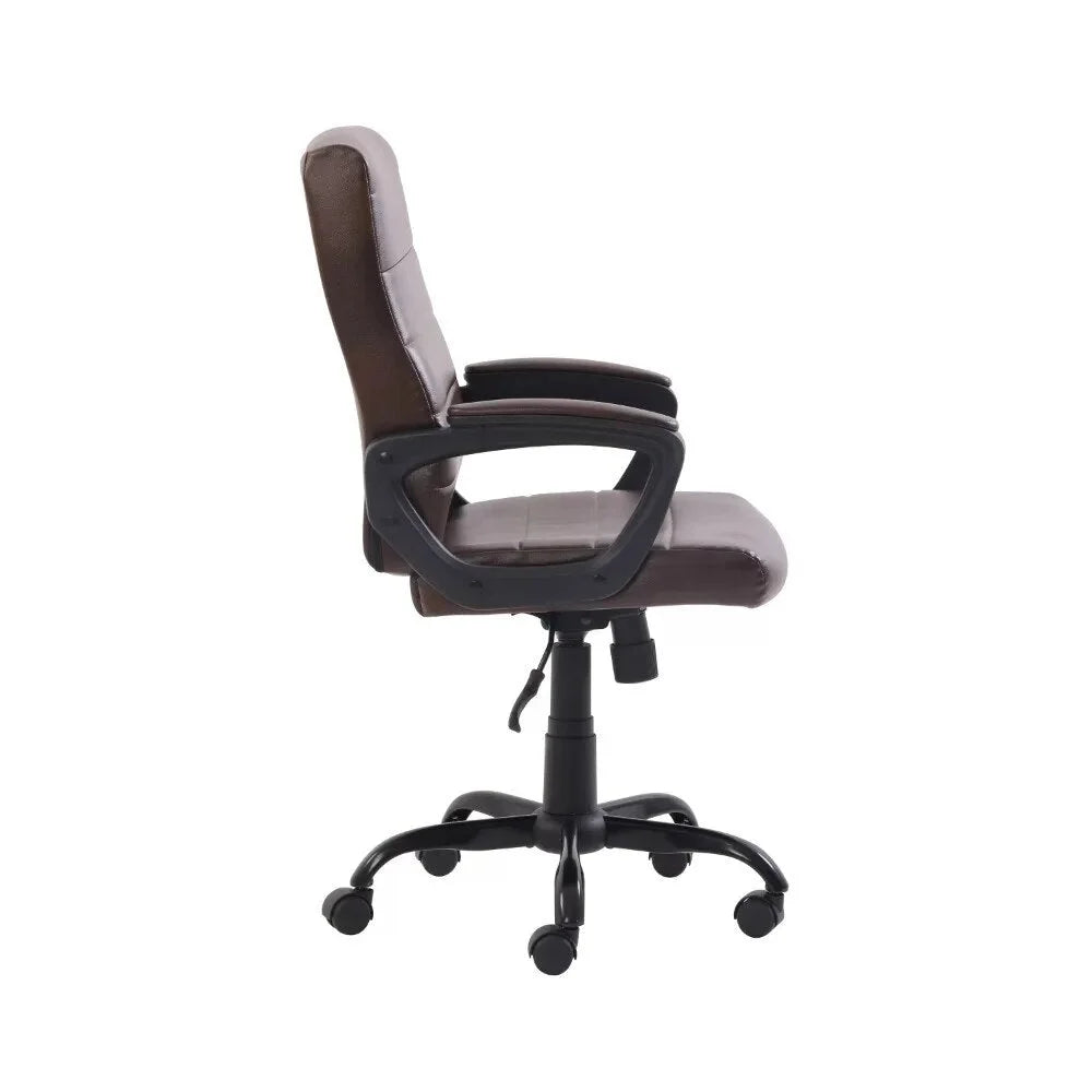 Brown Bonded Leather Office Chair with Arms D53702
