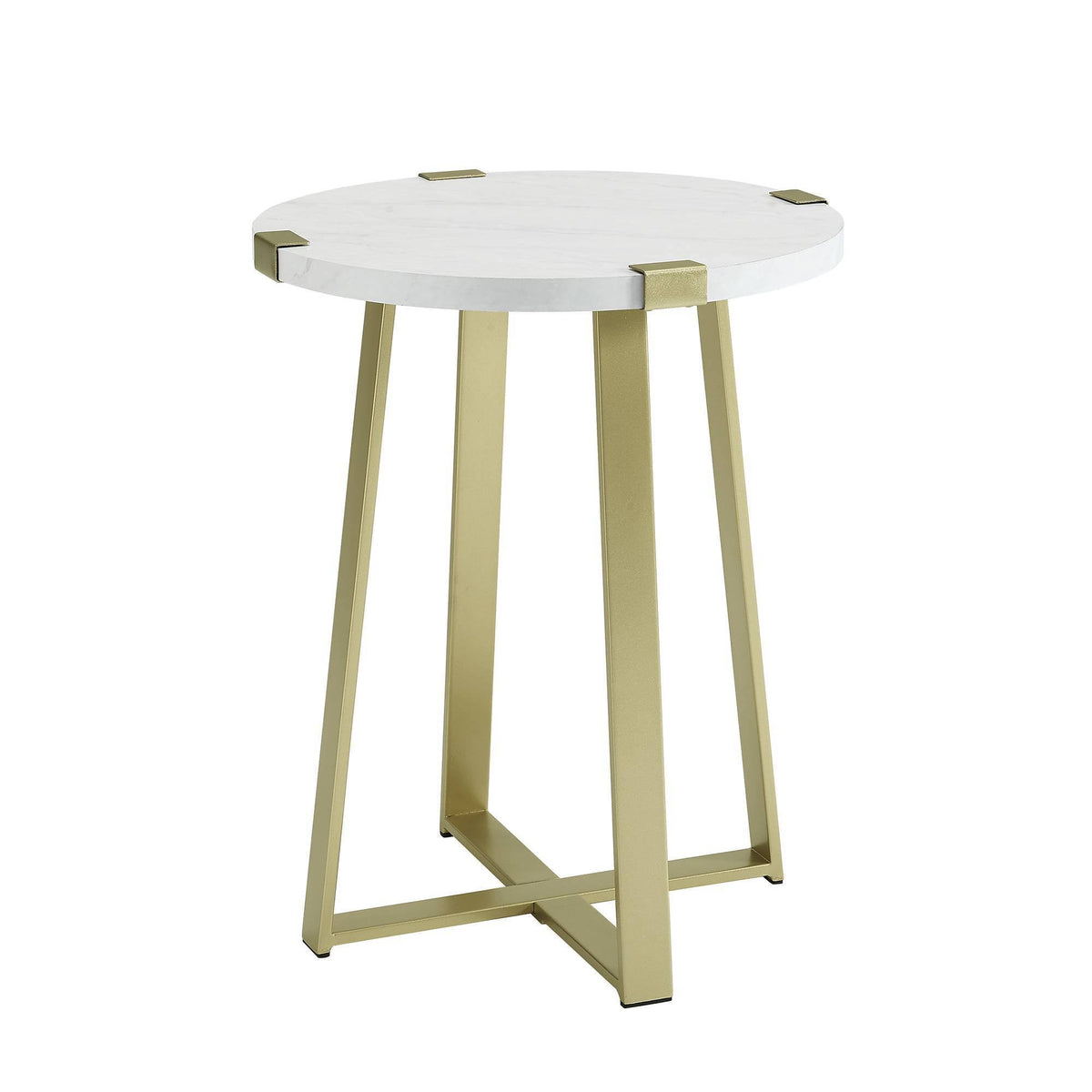 White Faux Marble Round Side Table X2164