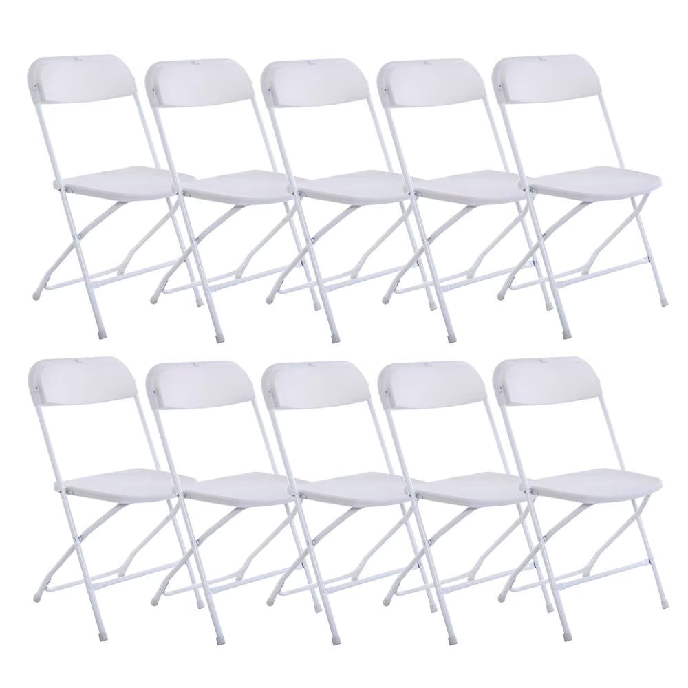 10 Pack White Stackable Plastic Folding Chairs Q486