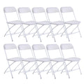 10 Pack White Stackable Plastic Folding Chairs Q486