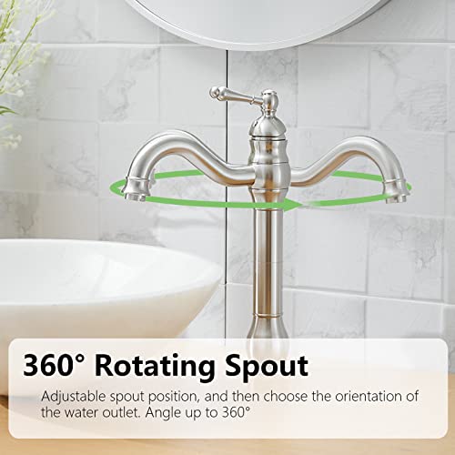 Antique Brass Vessel Sink Faucet Single Hole with Pop Up Drain L781908