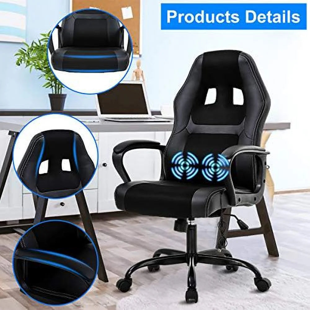 Ergonomic High Back Massage PU Leather Office Chair with Lumbar Support R936