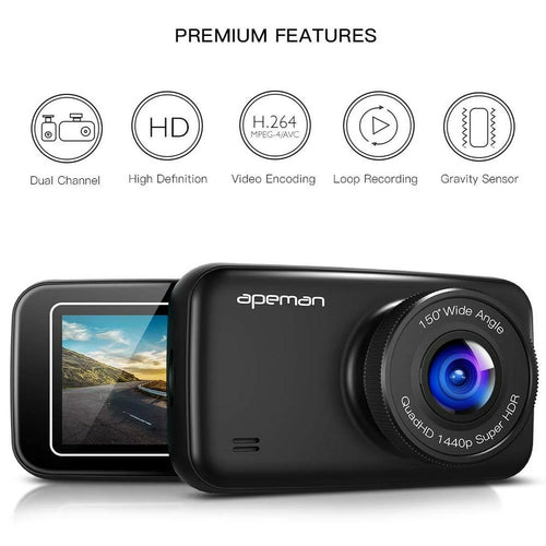 1440p 1080p Dual Dash Cam FHD Front and Rear Camera E309