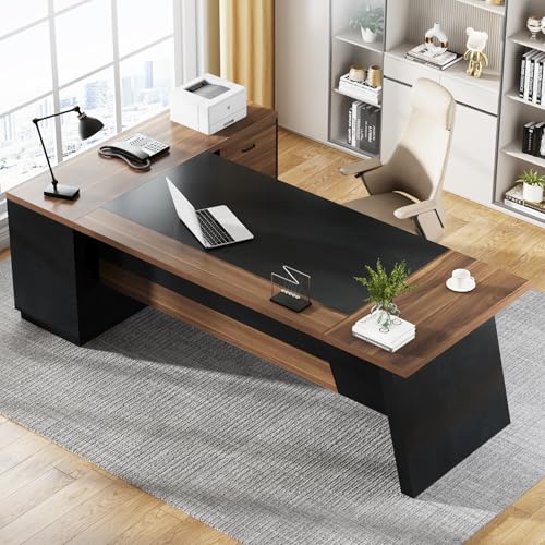 78" L-Shaped Desk with Drawers and File Cabinet A5068