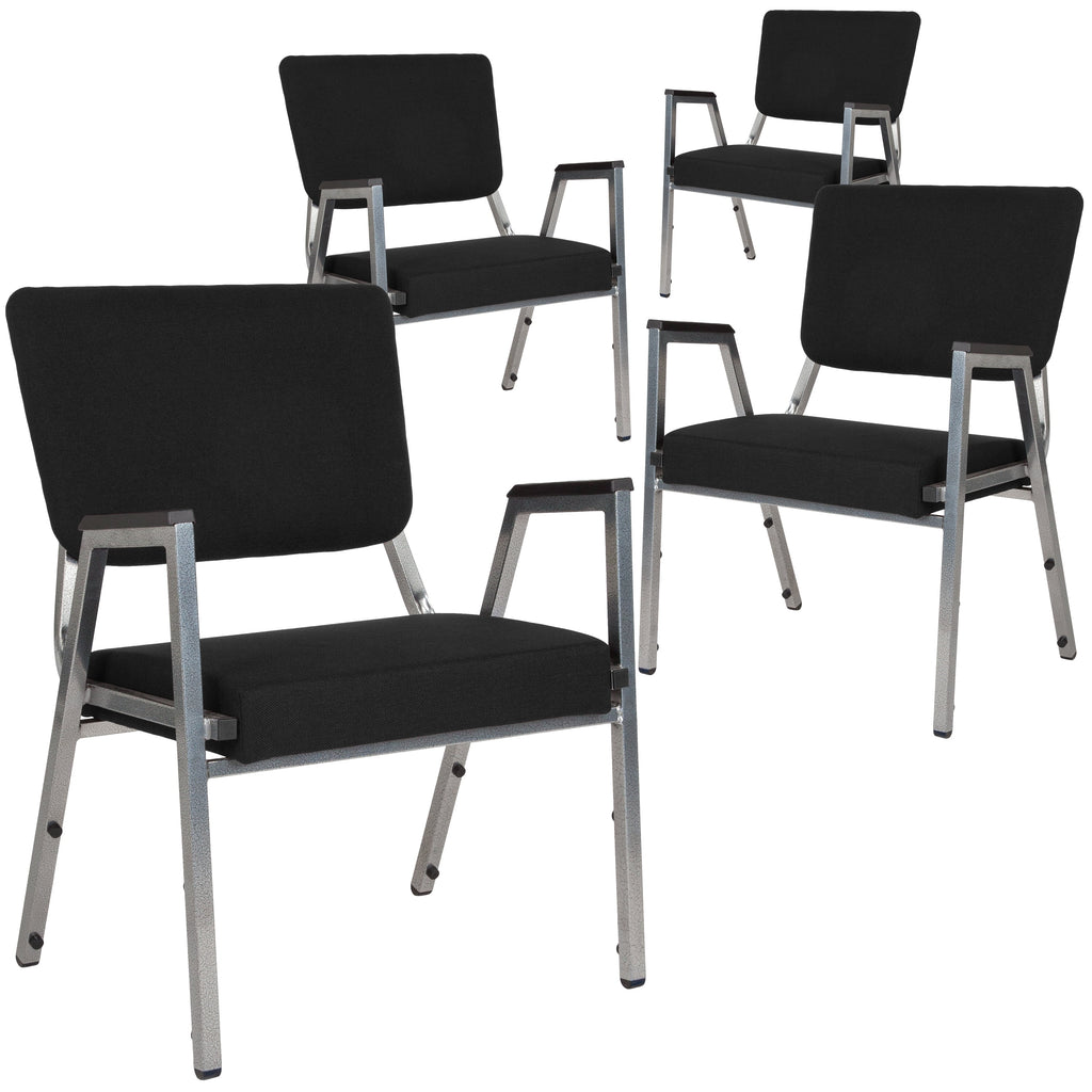 4 Pack Black Antimicrobial Fabric Bariatric Medical Reception Arm Chair D117