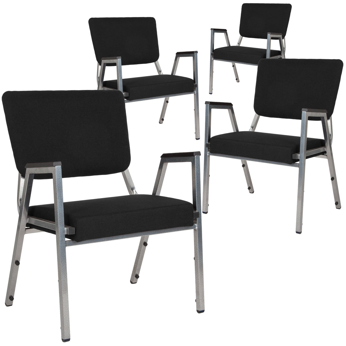 4 Pack Black Antimicrobial Fabric Bariatric Medical Reception Arm Chair D117