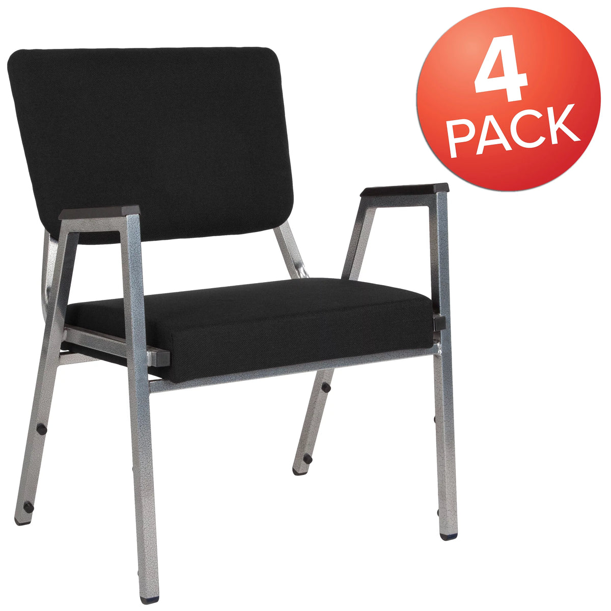 4 Pack Black Antimicrobial Fabric Bariatric Medical Reception Arm Chair D117