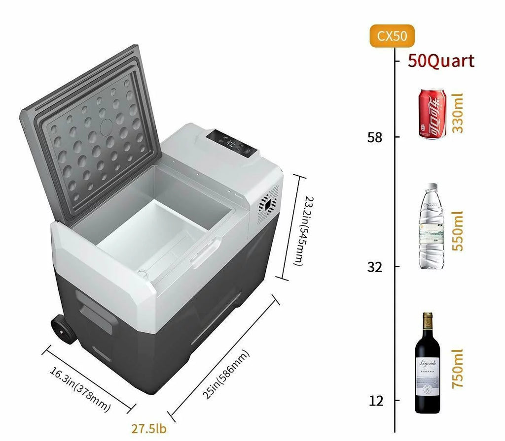 50L Portable Car Refrigerator 52 Quart Compact RV Fridge Mini Electric Freezer 12/24V DC & 110-240V AC Vehicle Truck Boat Cooler D502496