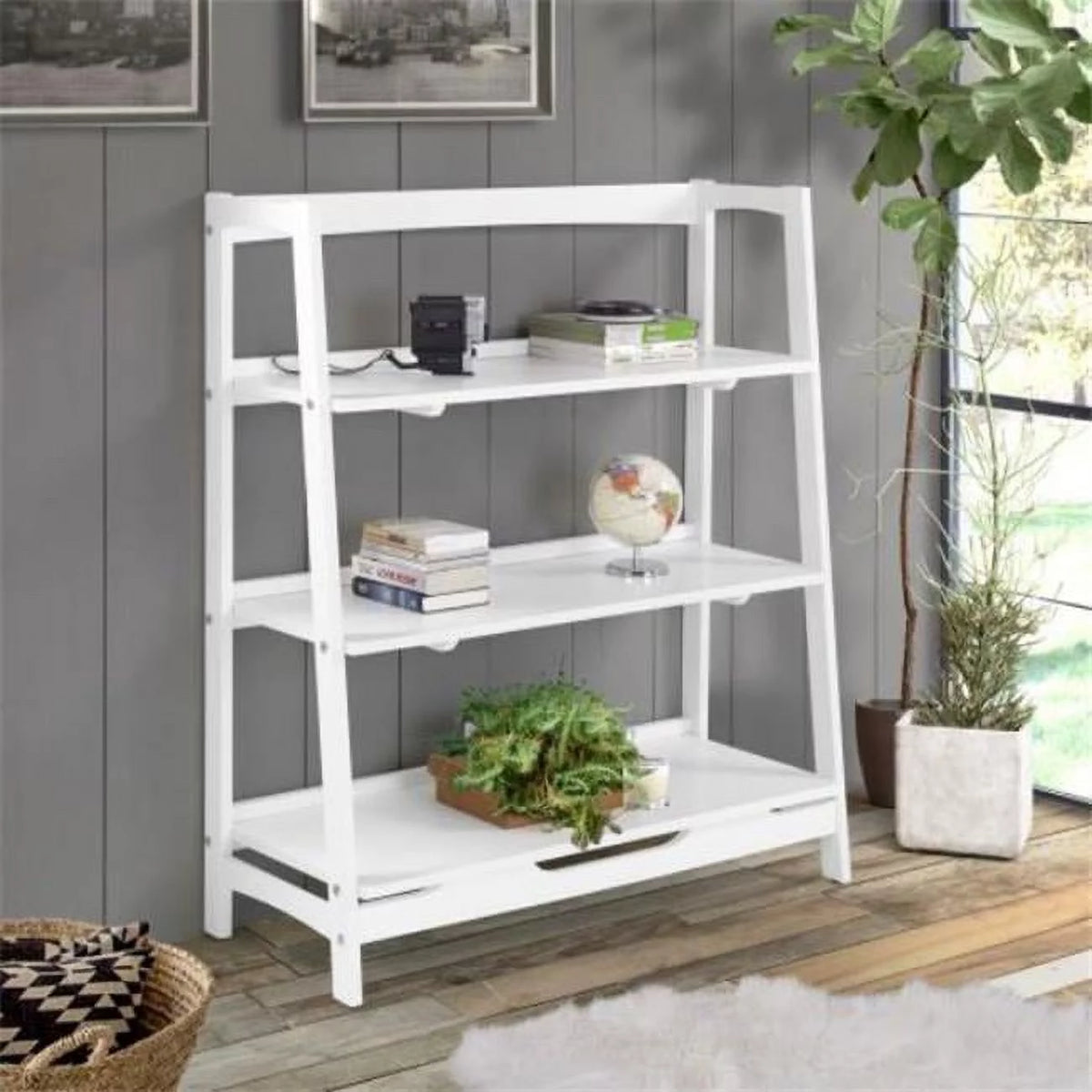 Mid Century White Shelving Unit B86511