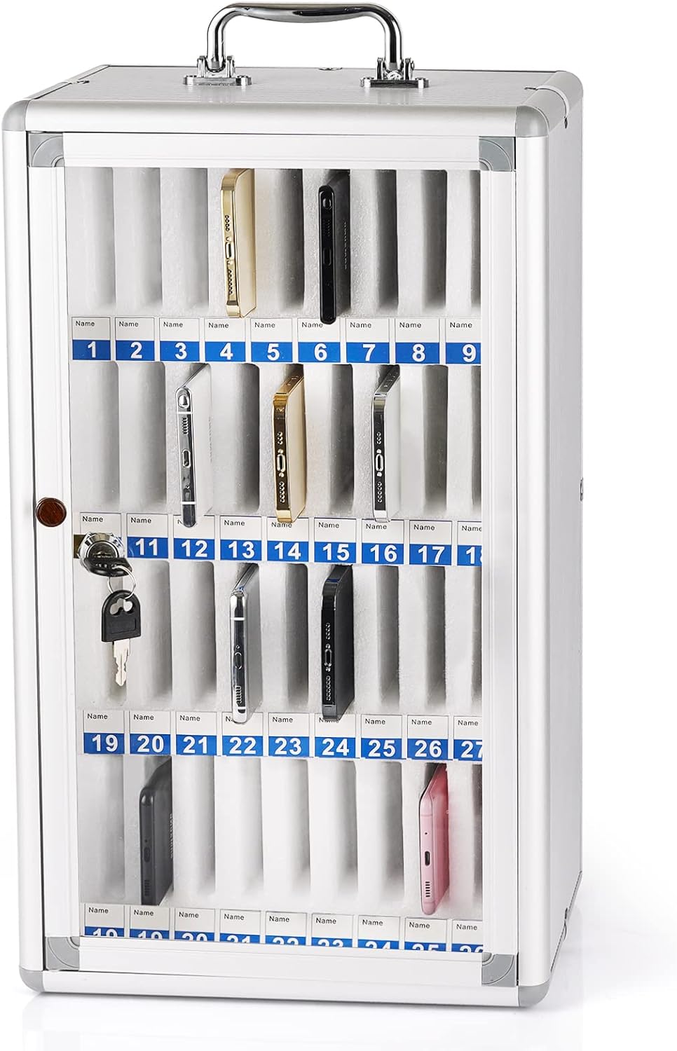 36 Slots Aluminum Alloy Pocket Chart Storage Cabinet Q73583